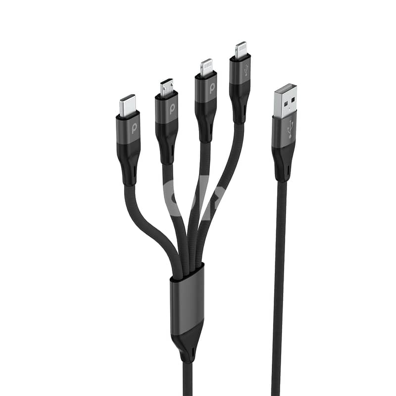 Porodo 4in1 Aluminum Braided Fast Charge Cable (1.2m/4ft) 2