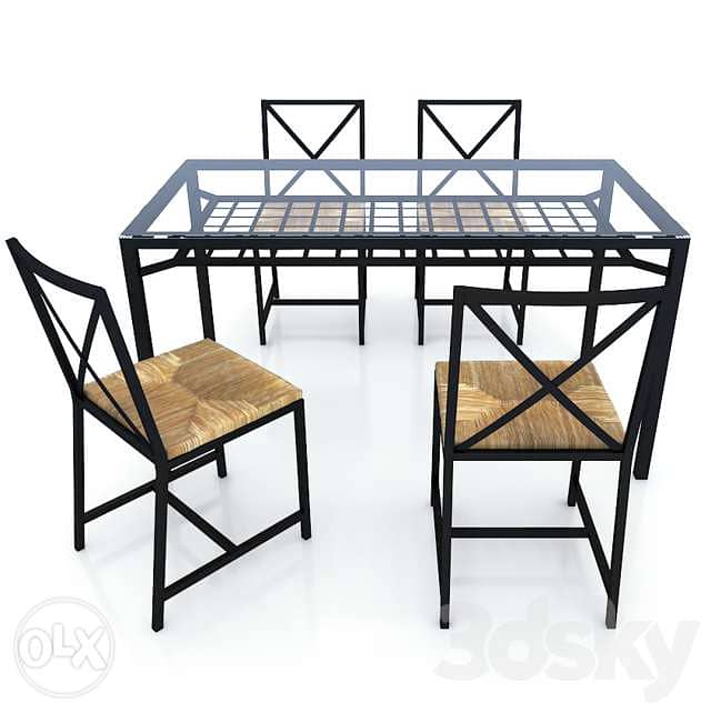 IKEA glass dining table + 4 chairs 1