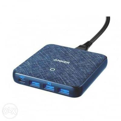 Anker PowerPort Atom III Slim 4 Port Wall Charger Blue Fabric