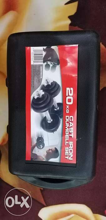 Dumbbells new only20 kg each side 10 kg new with the box finally price