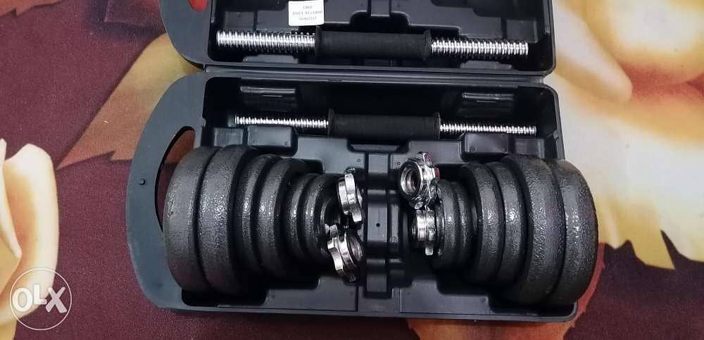 Dumbbells new only20 kg each side 10 kg new with the box finally price 2