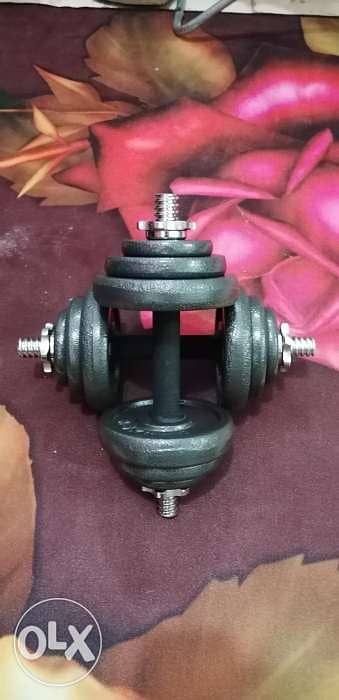 Dumbbells new only20 kg each side 10 kg new with the box finally price 3