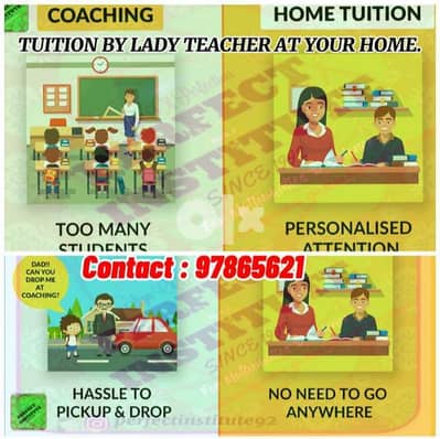 TUITIONS BY LADY TEACHER FOR ALL BILLINGUAL SCHLS AT YR PLACE 97865621