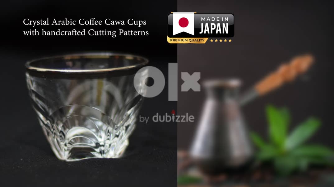 Crystal Arabic coffee  cawa cups with handcrafted  cutting patterns an 4