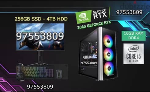 للبيع أقوى PC GAMING جديد جاهز Core i5 10 gen/16 GB ram/3060 RTX 12GB/