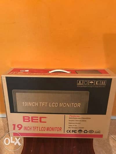 BEC 19 inch TFT LCD monitor light used