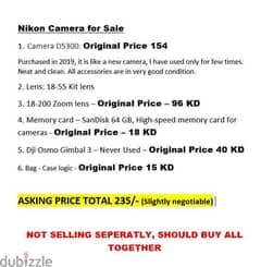 Nikon Camera with Accessories for sale, DJI Gimbal For Vloging 0