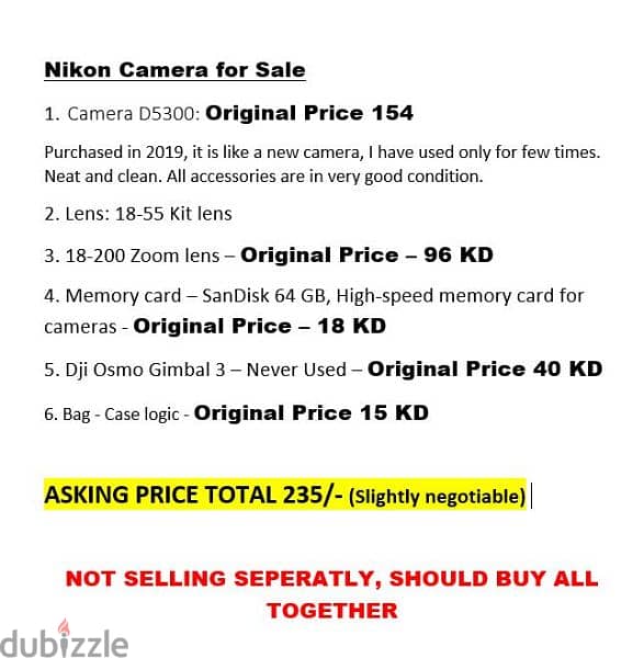 Nikon Camera with Accessories for sale, DJI Gimbal For Vloging 0