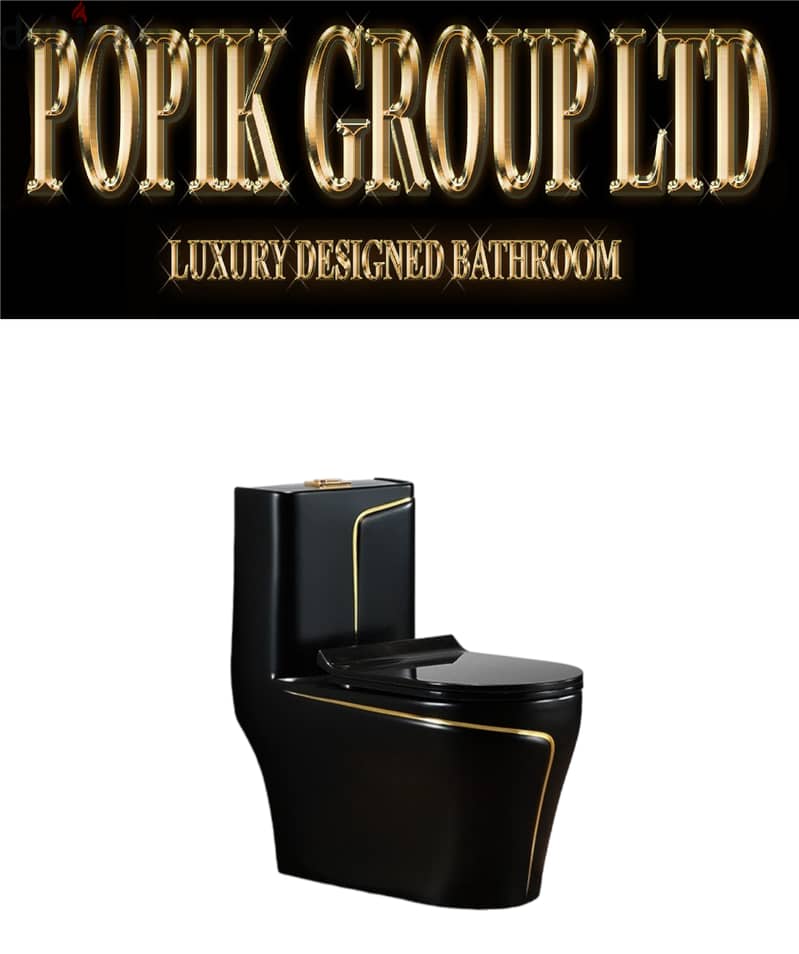 Luxury black wc toilet design model with gold line by POPIKGROUP 1