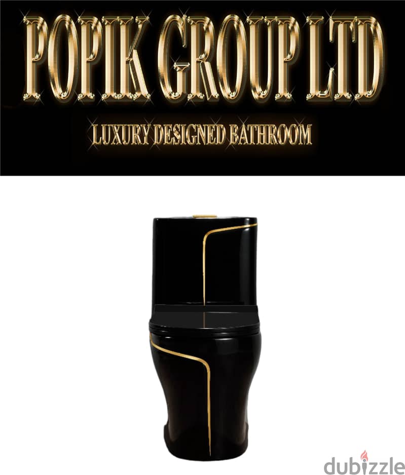 Luxury black wc toilet design model with gold line by POPIKGROUP 2