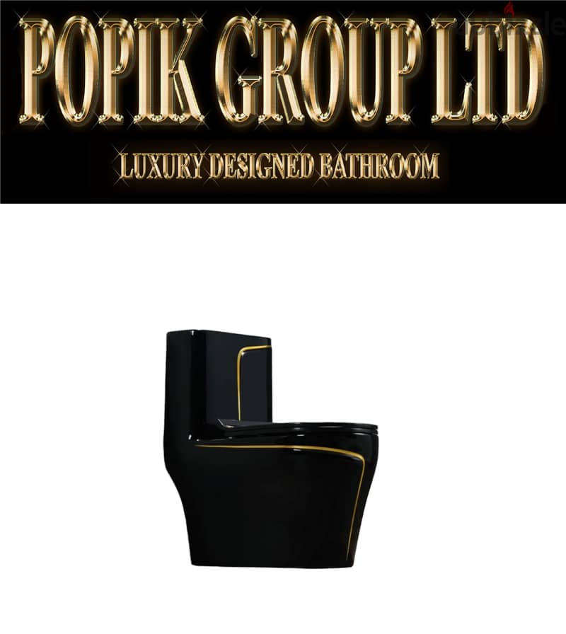 Luxury black wc toilet design model with gold line by POPIKGROUP 3