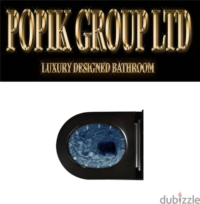 Luxury black wc toilet design model with gold line by POPIKGROUP 5