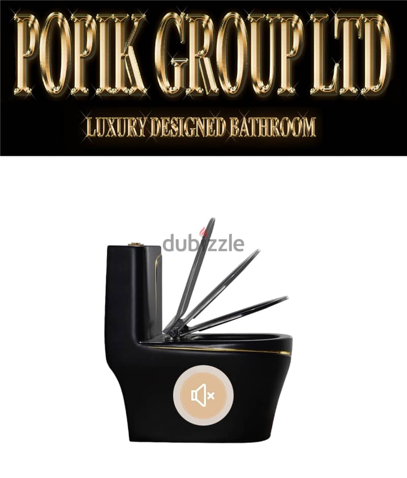 Luxury black wc toilet design model with gold line by POPIKGROUP 6