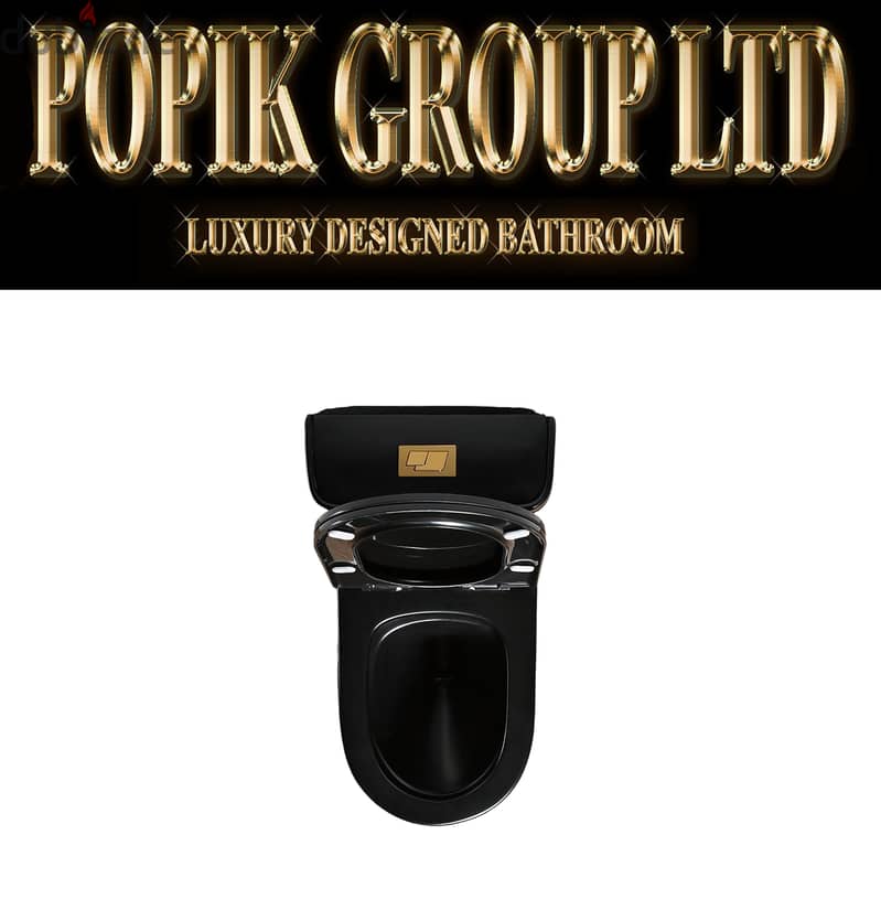 Luxury black wc toilet design model with gold line by POPIKGROUP 7