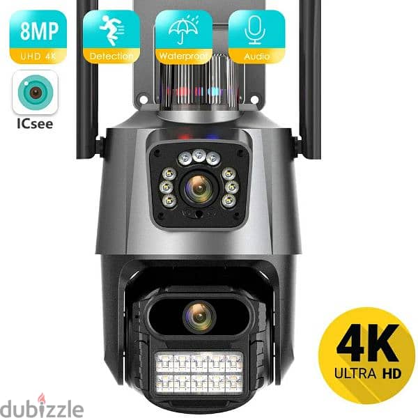 4k video security camera with 8MP dual lens 24/7 security 4