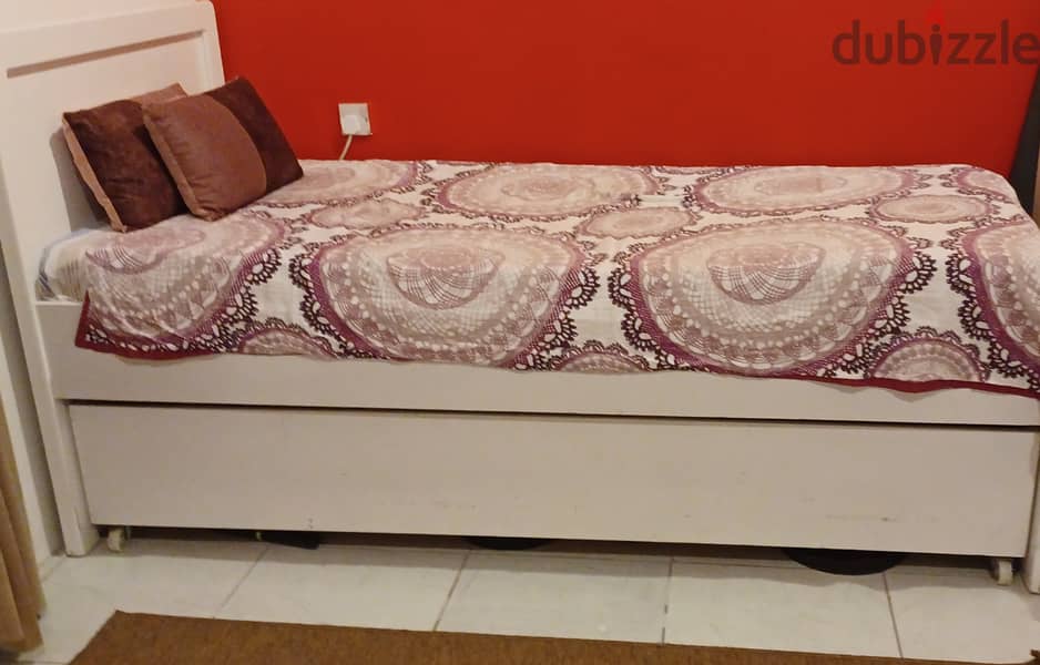 Single/double bed/storage , cupboard,  dresser with 2 end tables 2