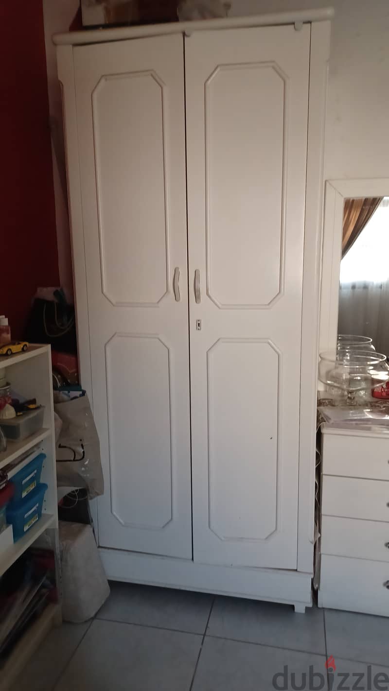 Single/double bed/storage , cupboard,  dresser with 2 end tables 3