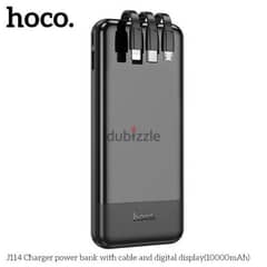 j114. charger power bank with cable & digital  display 10000 mah.