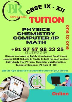TUITION Gr, 9,10,11,12 CBSE (One-2-One) : WhatsApp : +91 9747983325