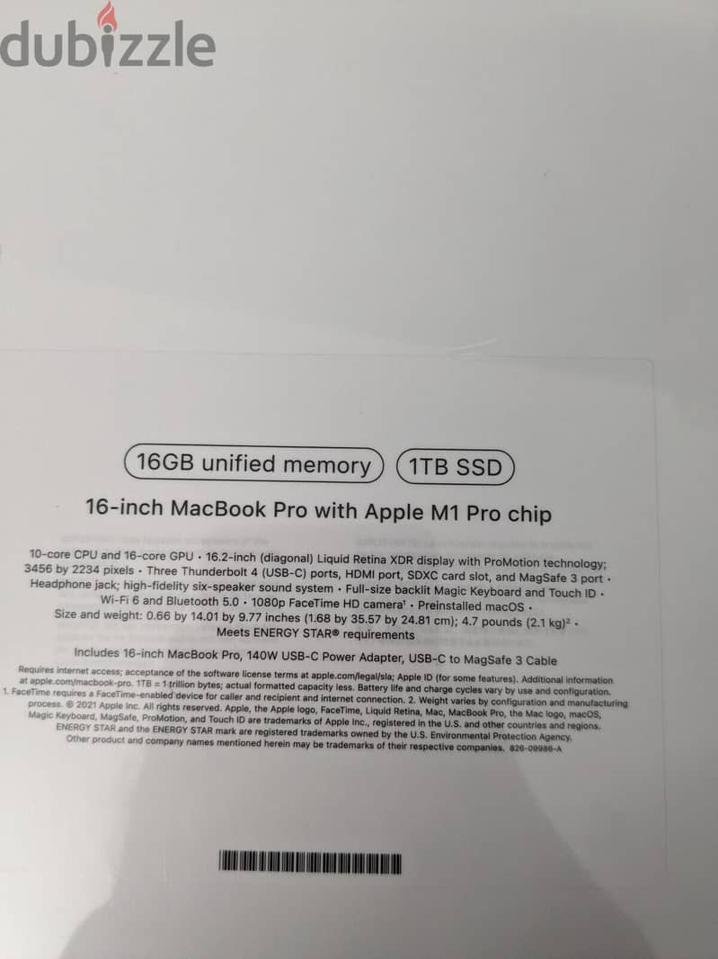 Brand New 2021 Apple MacBook Pro 16" M1 Pro chip 1TB SSD 2