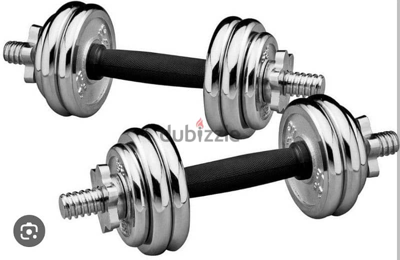 20 kg dumbbells new only silver cast iron with the bar connector 3