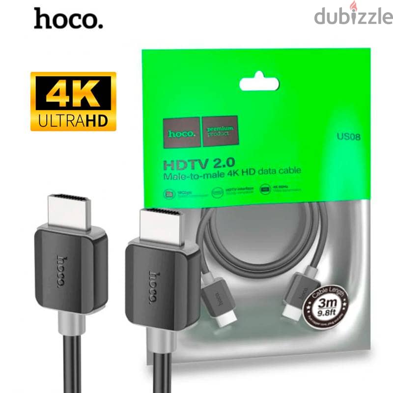 Hoco US08 HDMI 2.0 Male to Male 4K HD Data Cable 5