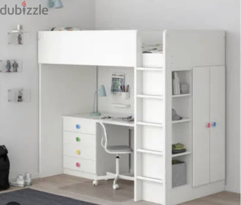 Loft bed frame with desk and storage IKEA 1