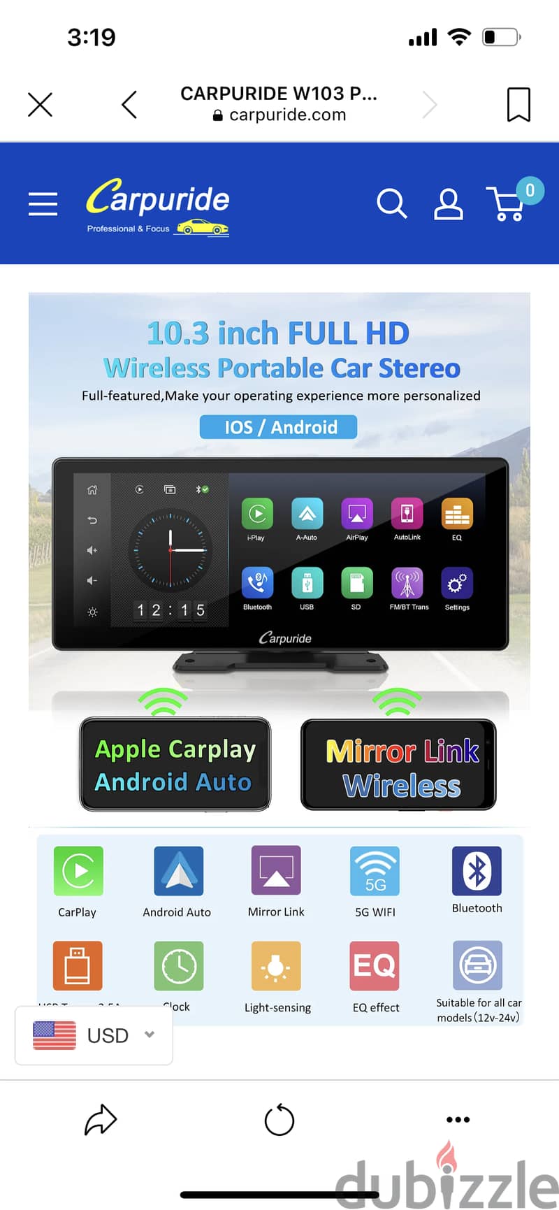 10.3 inch full hd wireless portable car multimedia screen 10