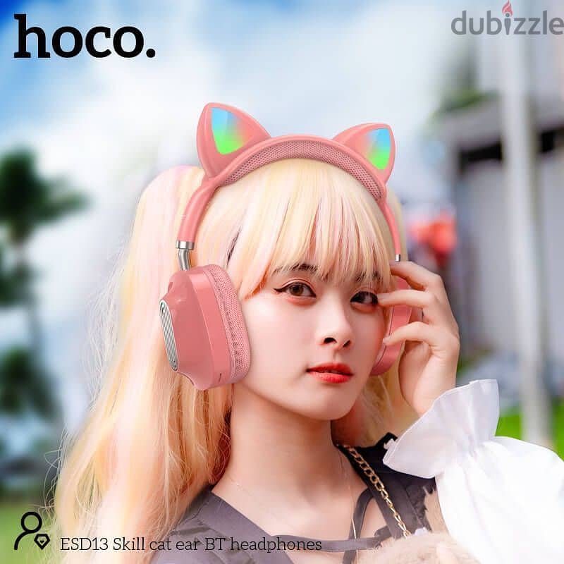 Hoco ESD13 Cat Ear BT5.3 FM 400mAh Stereo Wireless Headphones with Mic 1