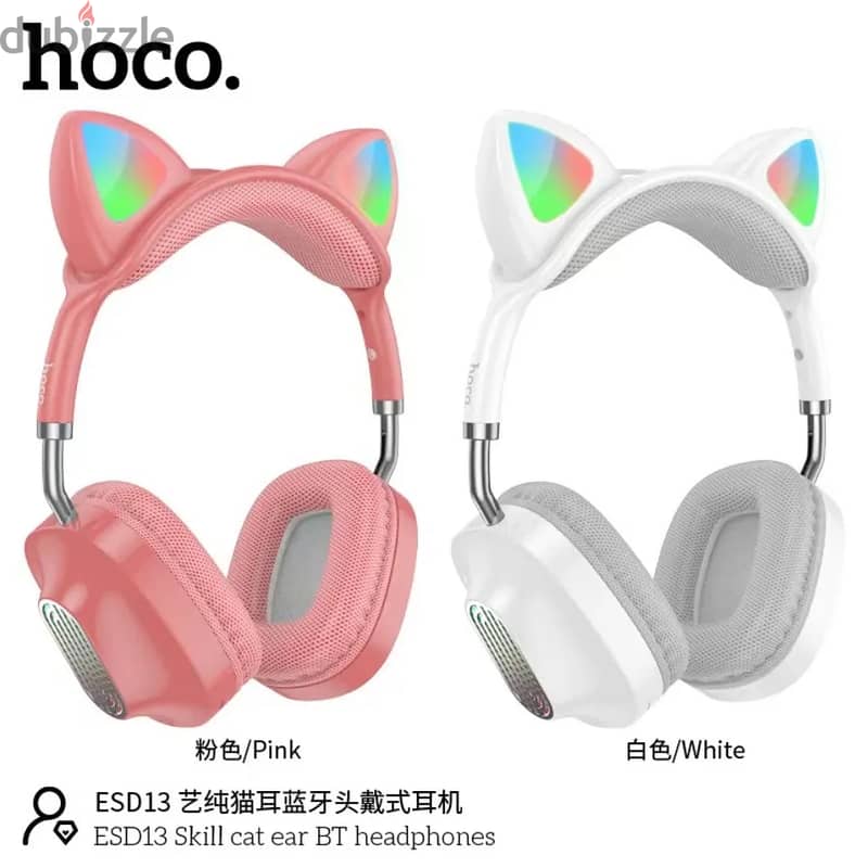 Hoco ESD13 Cat Ear BT5.3 FM 400mAh Stereo Wireless Headphones with Mic 3