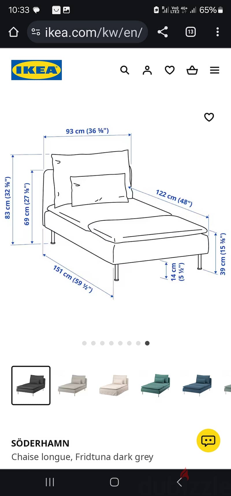 IKEA Sofa with Backrest (Dark Grey) 4