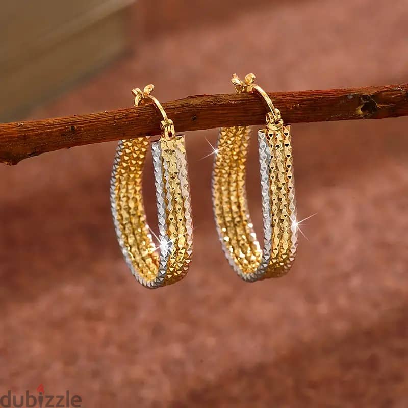 Golden Sparkling Hoop Earrings 0