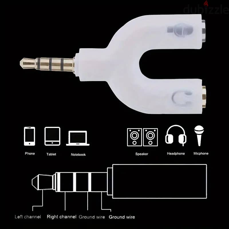 2 in 1 3.5mm Headphone And Microphone Adapter For Mobile Phone 6