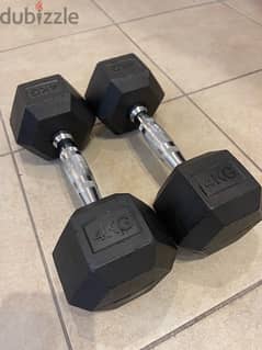 Olive Fitness Rubber Hex 8kg Dumbbells Set.