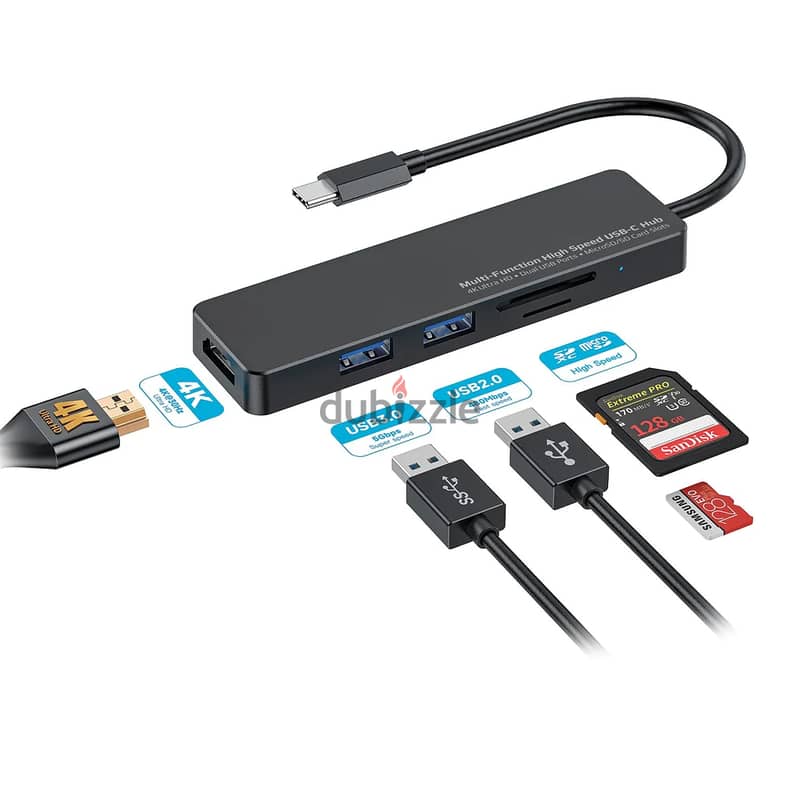 Porodo Blue 5in1 USB-C Hub HDMI USB SD MicroSD 1