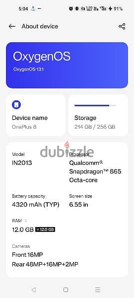 one plus 8.5g ram 12+12. rom 256 no spot no box