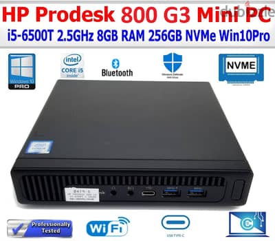 HP EliteDesk 800 G3 Desktop Mini PC i5 6500T 8GB RAM 256GB NVME