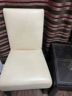 Two leather chairs with glass table 6kd