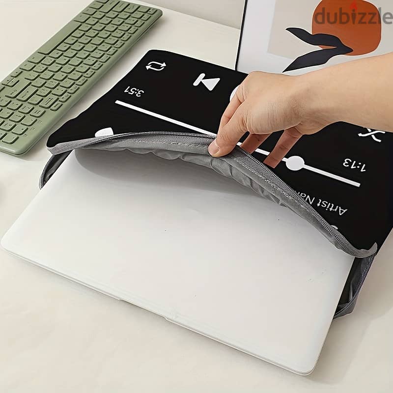Laptop Black Background Music Player Computer Zipper Cover 3