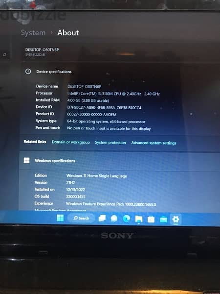 SONY Laptop intel core i3 3