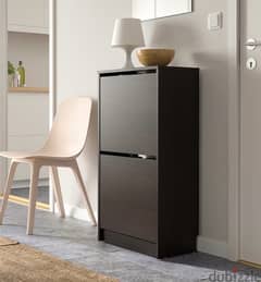 IKEA BISSA Shoe cabinet with 2 compartments, black-brown