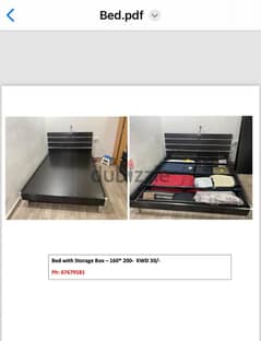 Bed with Storage Box for Sale- 160*200 KWD 30/- . Ph- 60948491