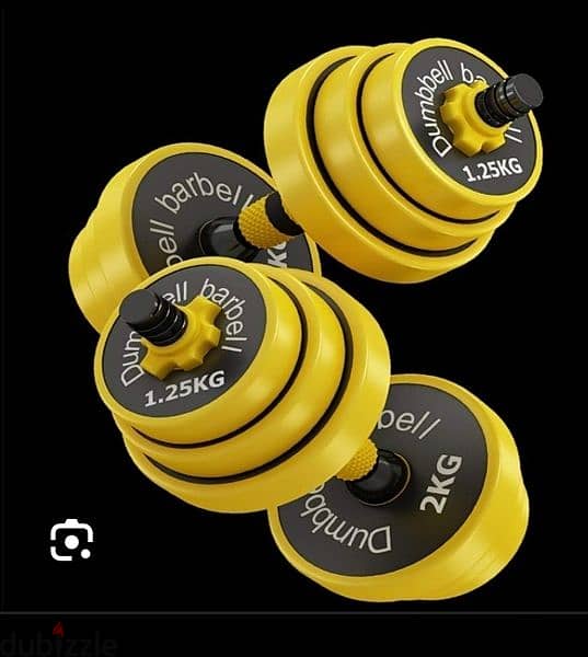 30 kg new dumbelle with bar connector cast iron yellow color 4