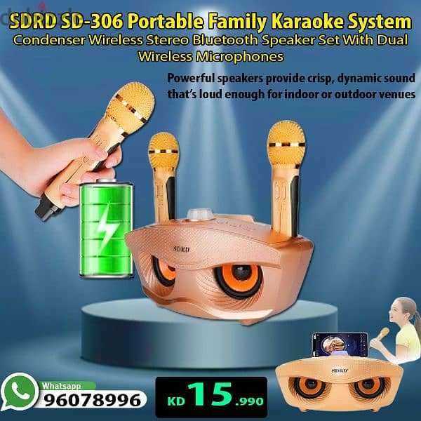 SDRD SD306 30W Karaoke Player Dual Microphone 0