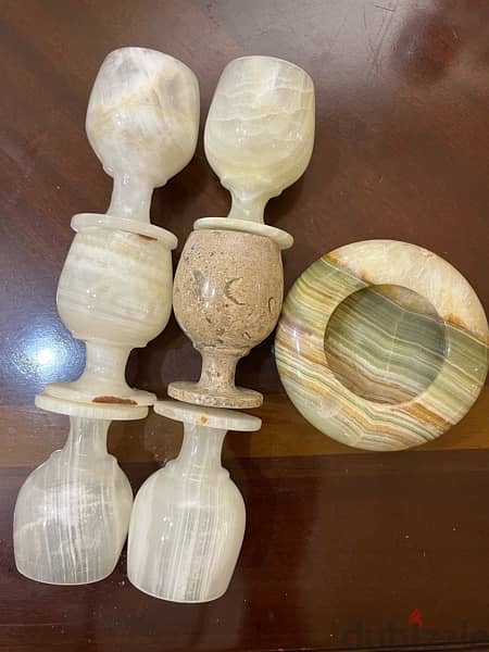MARBLE hand made 6 PCs set in natural colors 4