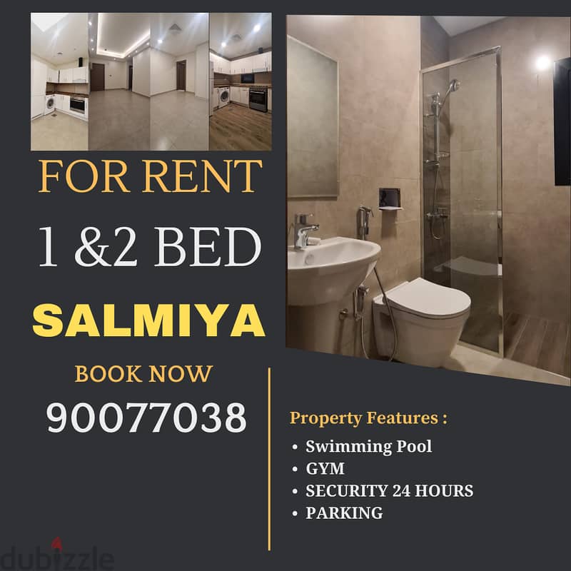 for rent 1 & 2 bedrooms semi furnished in salmiya 2