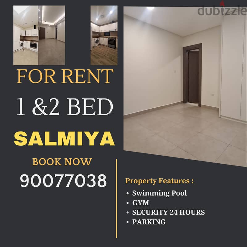 for rent 1 & 2 bedrooms semi furnished in salmiya 3