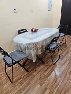 Foldable Table, Dining Table with 4 chairs & 6door cupboard