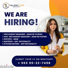 Talentlink is looking for F&B  Restaurant Positions!