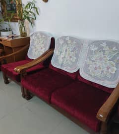 Red wallet color 7 seater wooden sofa for sale